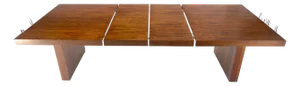 Milo Baughman Mid Century Modern Walnut Double Pedestal 72" Dining Table 2 Leafs
