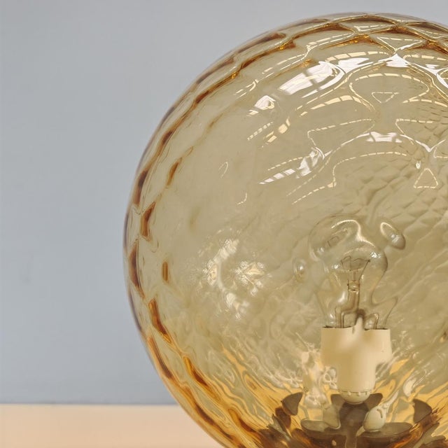 Amber Murano Glass Sphere Lamp in the style of Balloton Venini, 1970s For Sale - Image 4 of 15