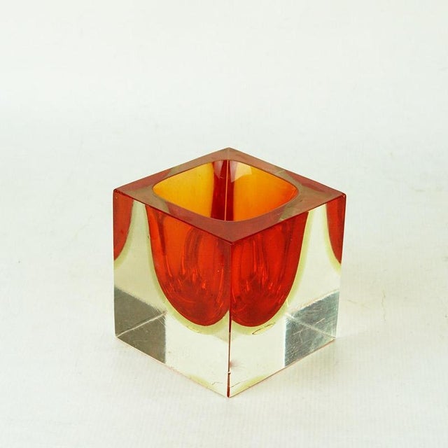 Flavio Poli Italian Red Murano Sommerso Block Vase attributed to Flavio Poli for Seguso, 1960s For Sale - Image 4 of 6