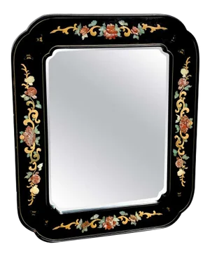 Mid 20th Century Chinese Export Lacquer and Hardstone Mirror