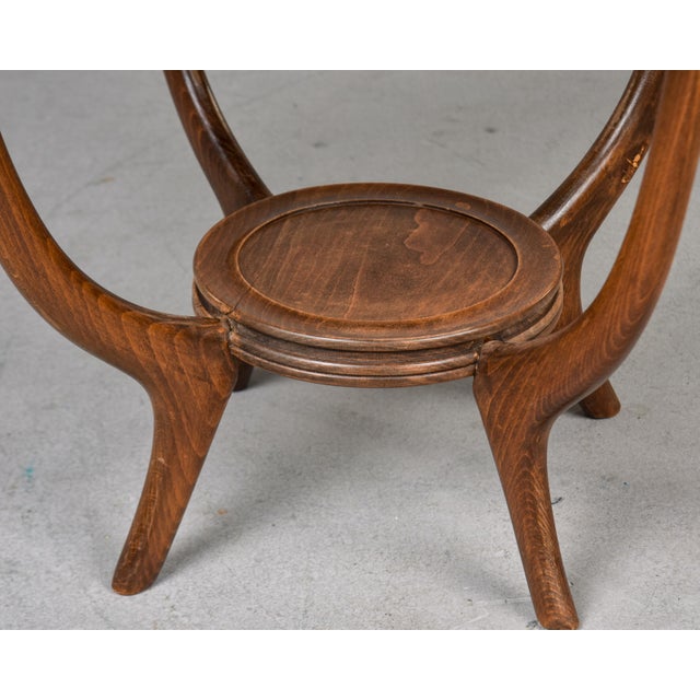 French Vintage French Gueridon Small Round Side Table With Etched Glass Top For Sale - Image 3 of 10