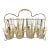 1960s Mid-Century Modern Gold & Frosted Stripe Cocktail Glass Barware Caddy, Set of 8 For Sale