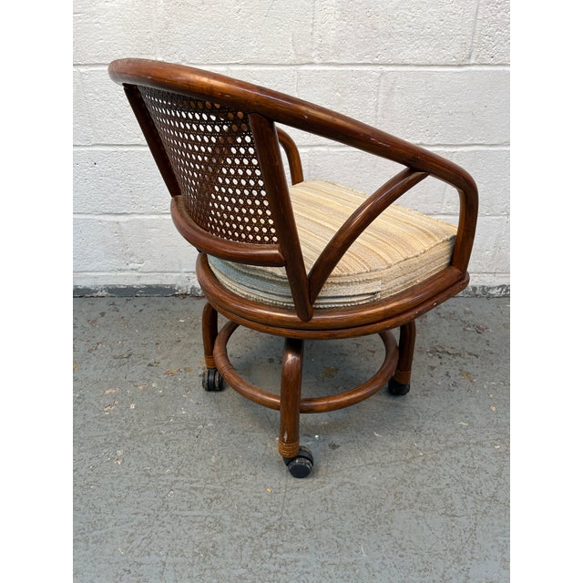 Wood Mid 20th Century Set of Four Wicker and Rattan Dining Chairs by Clark Casual Furniture Inc For Sale - Image 7 of 12