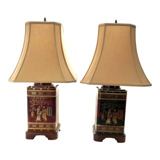 Vintage 1970's Wildwood Tea Canister Table Lamp - a Pair For Sale