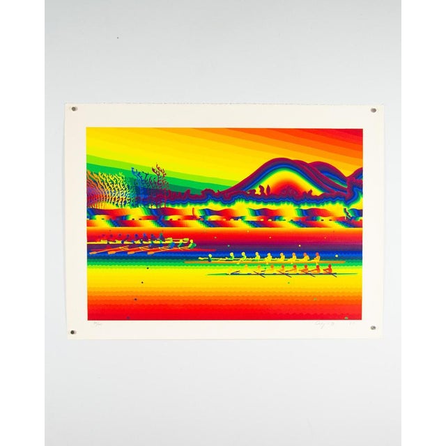 Paper Original Limited Edition Silkscreen Rowing Poster by Ay-O, 1988 For Sale - Image 7 of 8