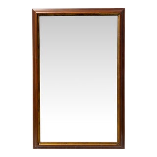 Italian Walnut Wood & Gold Distressed Floor Mirror For Sale