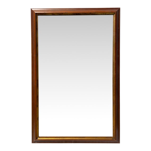 Italian Walnut Wood & Gold Distressed Floor Mirror For Sale