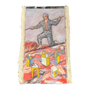 1980s Original Surrealist Expressionist Acrobat Painting “The Wound”