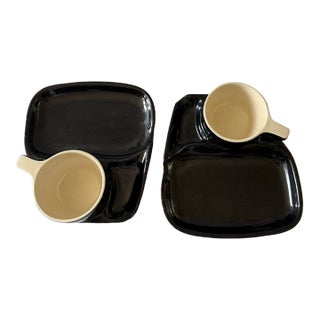 Mid 20th Century Mid Century Modern Ceramic Black and White "Tv Set" by Rubel - 4 pcs For Sale