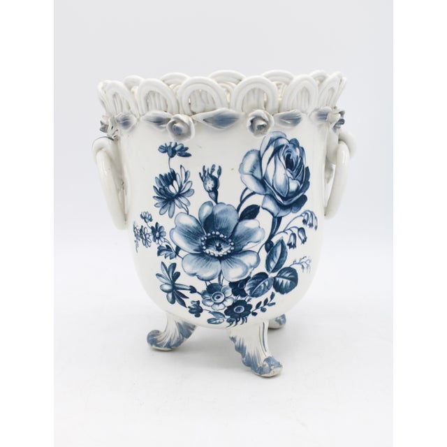 Vintage Ceramic Blue and White Planter For Sale - Image 11 of 11