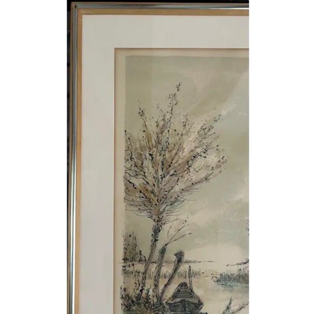 Mid Century French Artist Aime" Daniel Steinlen Lithograph - Boat on a Pond Signed and Numbered For Sale In New York - Image 6 of 8