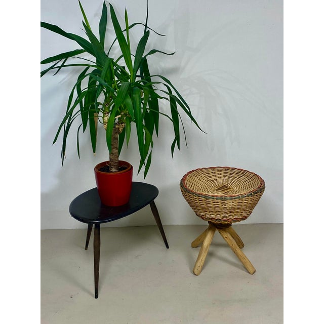 Boho Chic Vintage Rattan Stool, 1970s For Sale - Image 3 of 12
