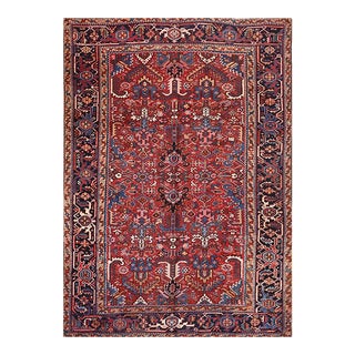 1930s Vintage Persian Heriz Area Rug 7’2″ X 10’0″ For Sale