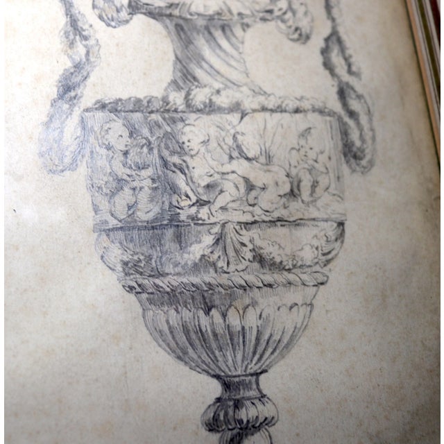 Antique Original 18th Century Figural Garniture Ornamental Urn Planter Drawing For Sale - Image 10 of 12