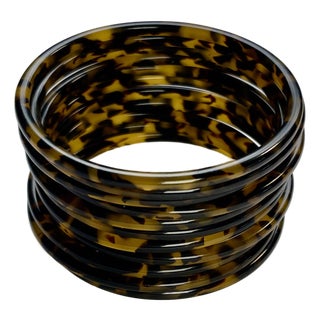 1990s Faux Tortoise Patterned Bangles - Set of Eleven - For Sale