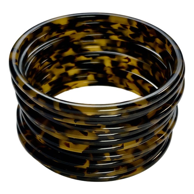 1990s Faux Tortoise Patterned Bangles - Set of Eleven - For Sale