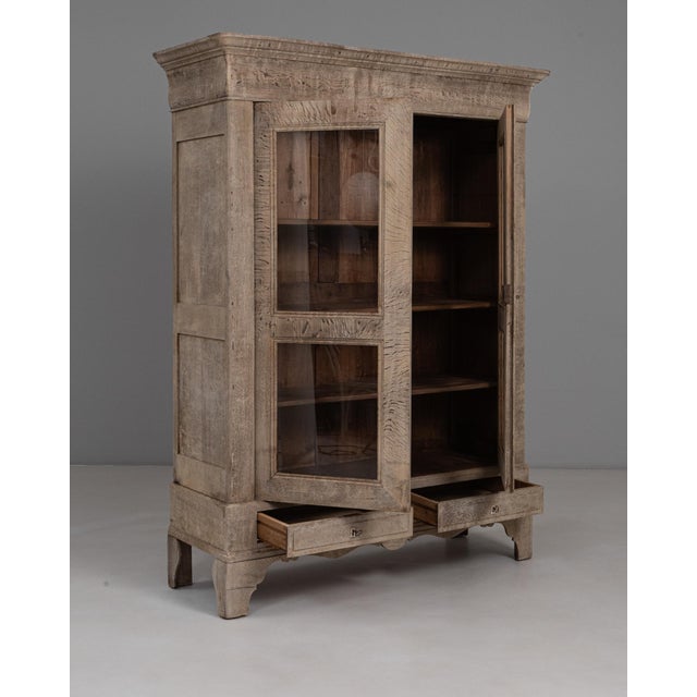 1880s French Provincial Oak Vitrine With Glass Doors For Sale - Image 10 of 18