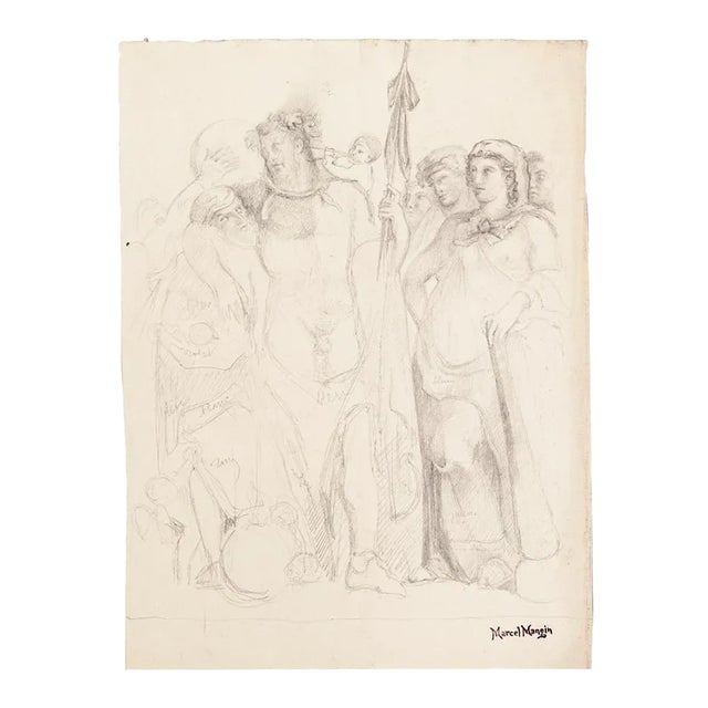 Study of Figures - Drawing on Paper by Marcel Mangin - Late 19th Century Late 19th Century For Sale