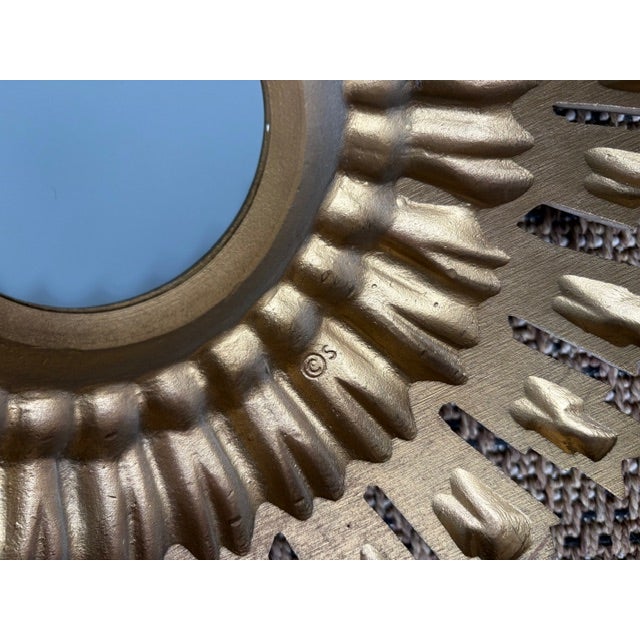 Mid Century Starburst Mirror, Signed For Sale In New York - Image 6 of 7