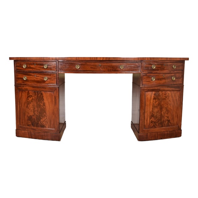 Antique English Georgian Flame Mahogany Bow Front Sideboard, Circa 1820 For Sale