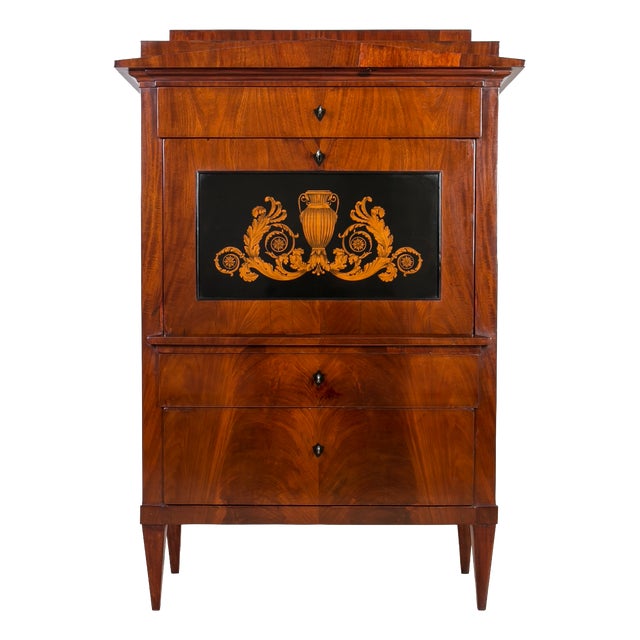 19th Century French-Polished Mahogany Secretary Desk For Sale