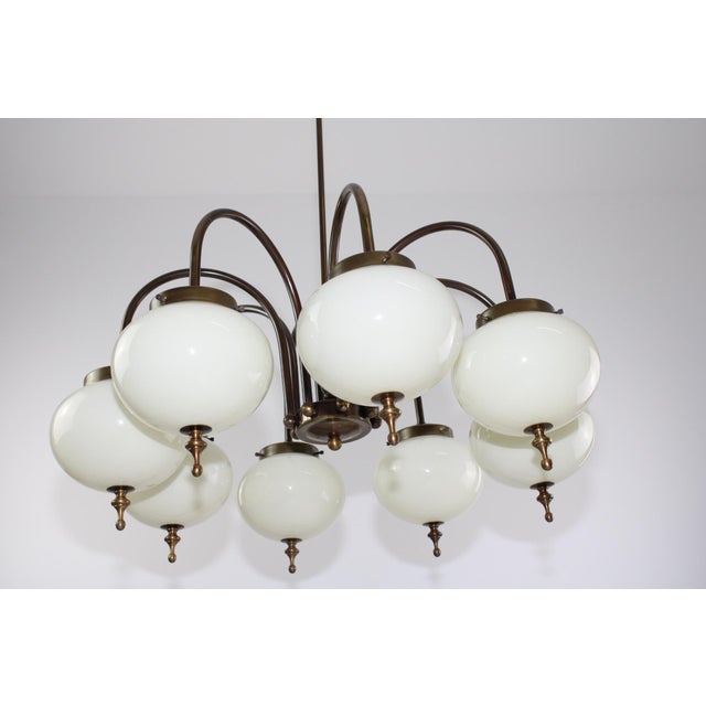 Eight-Light Chandelier in the style of Hugo Gorge, 1970s For Sale - Image 4 of 8