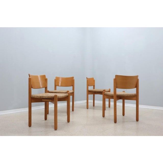 Vintage Rustic Dining Chairs with Straw Seat attributed to Renato Toso, 1970s, Set of 4 For Sale - Image 16 of 16
