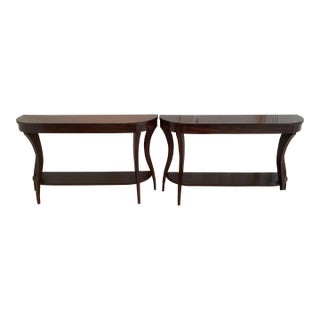 Mahogany Console Tables by Woodbridge Pair 56 Inch For Sale