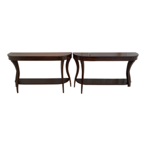 Mahogany Console Tables by Woodbridge Pair 56 Inch