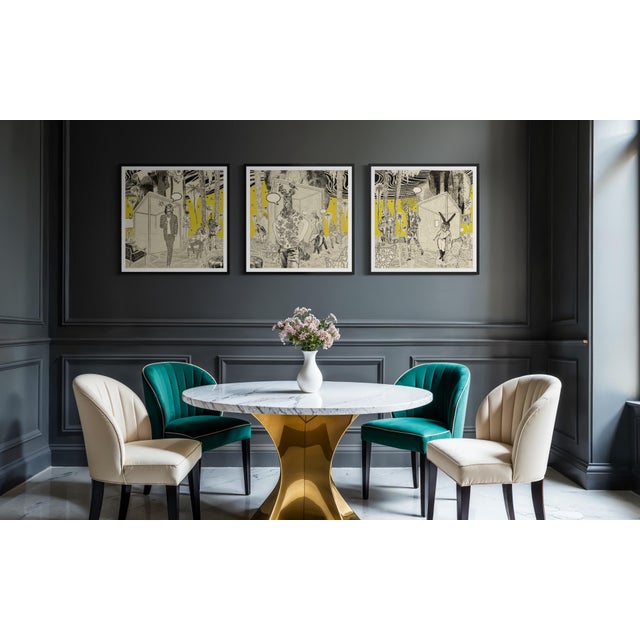 Paper Good Night Hotel Triptych by Steve Moors, 95"x31" Framed For Sale - Image 7 of 18