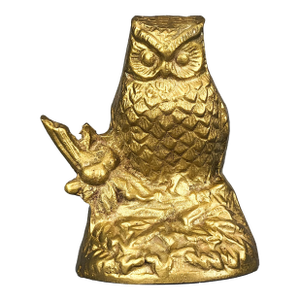 Vintage Brass Perched Owl Sculpture