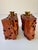 Mid-Century Organic Modern Insect-Eaten Wood Candleholders, Brass Cups, Pair For Sale - Image 4 of 13