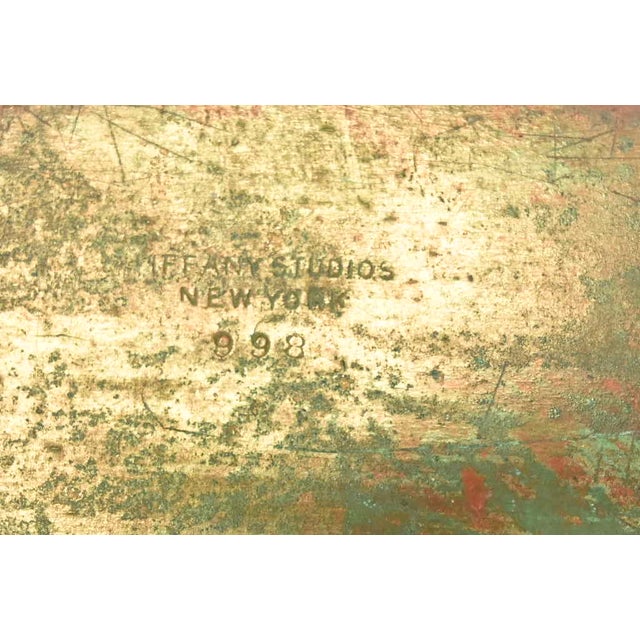 Tiffany Studios New York Grapevine Bronze Blotter Ends With Leather Desk Blotter For Sale - Image 9 of 11