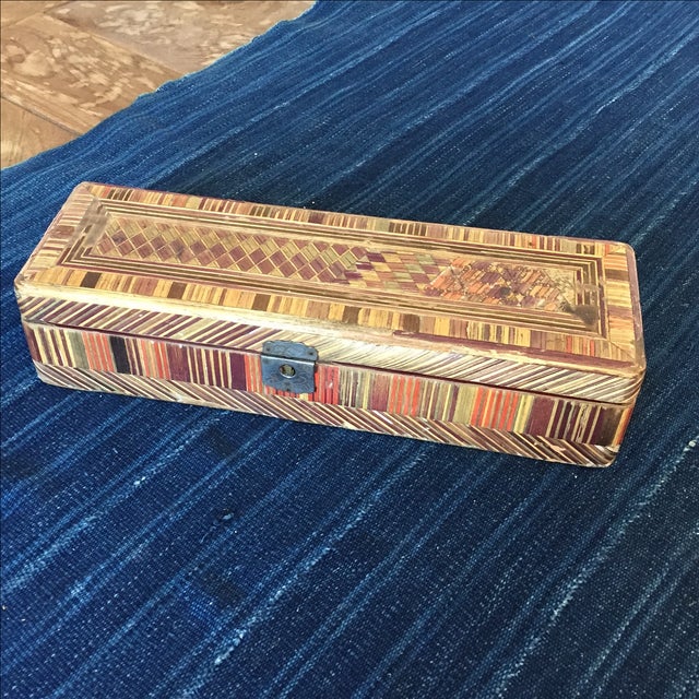 Antique Inlaid Straw Marquetry Hinged Box Chairish