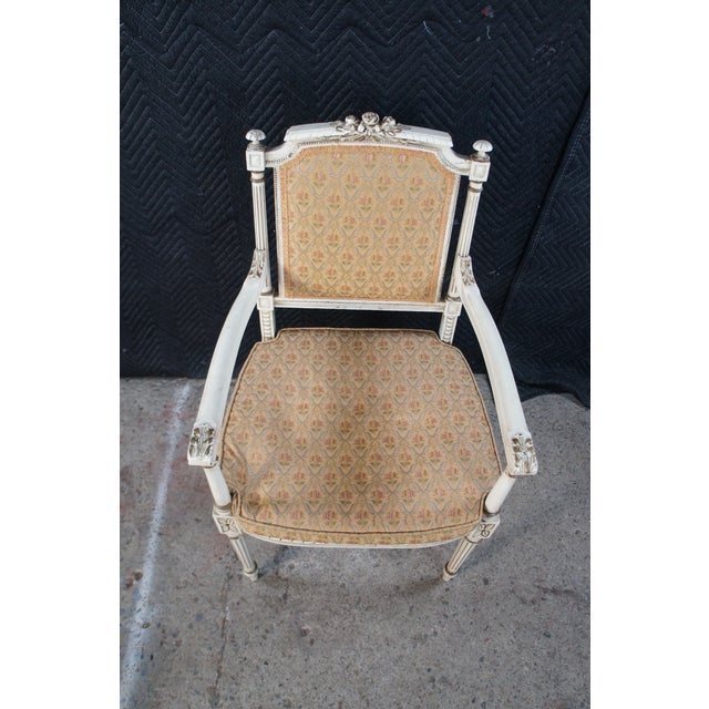 Early 20th Century Antique French Provincial Louis XVI Neoclassical Carved Armchair For Sale - Image 6 of 16