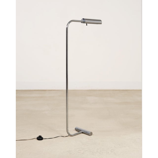 Casella Lighting Midcentury Steel and Chrome Pharmacy Floor Lamp After Casella For Sale - Image 4 of 13