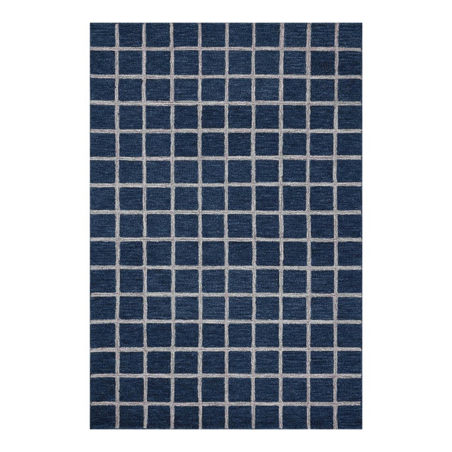 Chris Loves Julia x Loloi Polly Navy / Silver 7'-9" x 9'-9" Area Rug For Sale