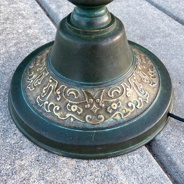 Japanese Floor Lamp in Verdigris Bronze For Sale - Image 9 of 13
