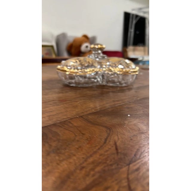 Vintage Gold Gilt & Glass 3-Section Divided Candy Dish With Lid For Sale - Image 4 of 4