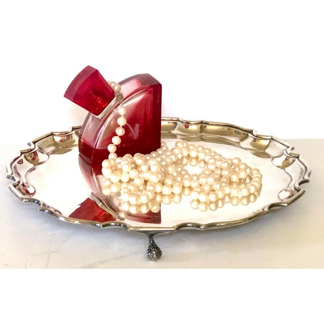Metal Silver Footed Pie Crust Serving Tray For Sale - Image 7 of 7