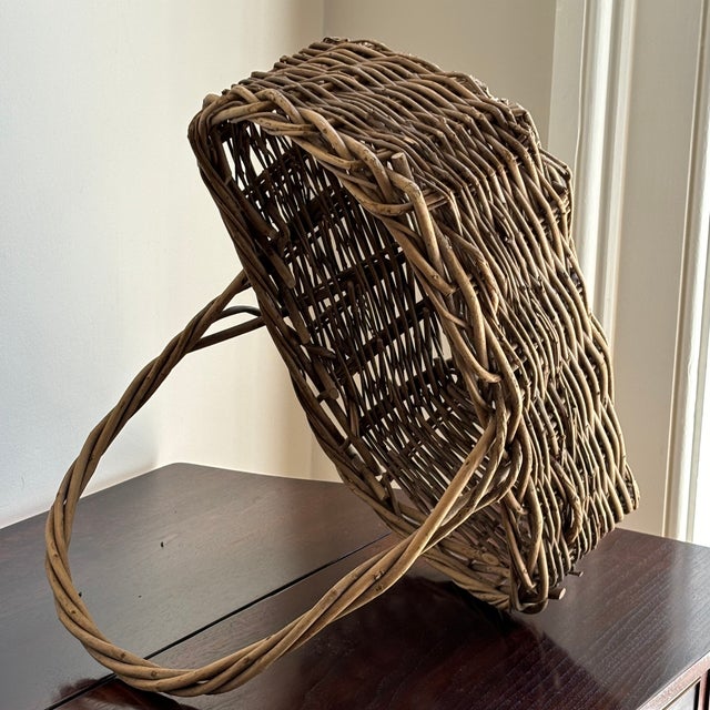 French Country-Style Vintage Twig Basket For Sale In Baltimore - Image 6 of 12