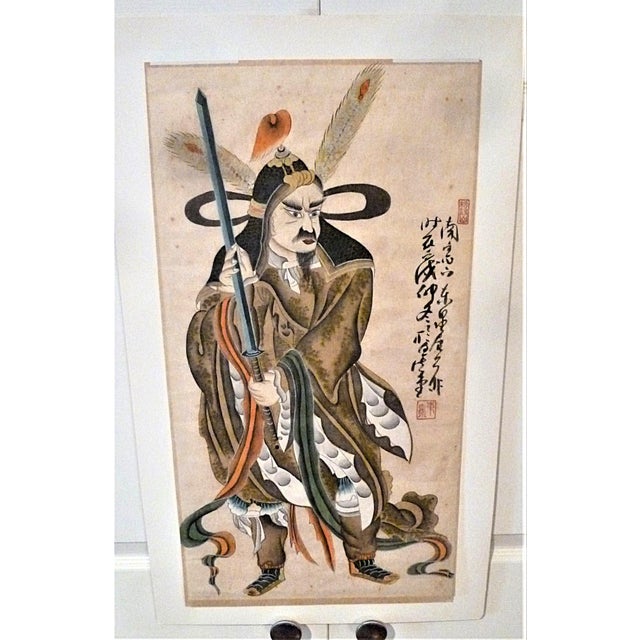 Early 20th Century Early 20th Century Japanese Warrior Samurai Framed Painting For Sale - Image 5 of 10