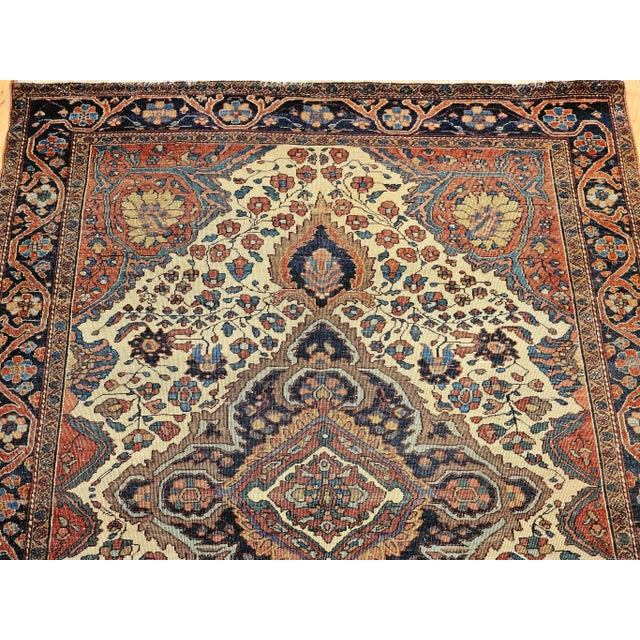 Ivory 19th Century Persian Farahan Sarouk Area Rug in Floral Pattern in Ivory, Blue For Sale - Image 8 of 12