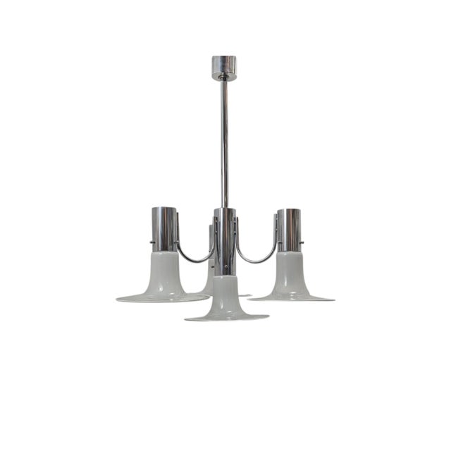 Four-Light Chandelier in Chromed Steel, 1970s For Sale - Image 13 of 13