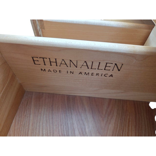1980s Ethan Allen French Country Ladies Writing Desk Paint Decorated Console For Sale - Image 18 of 18