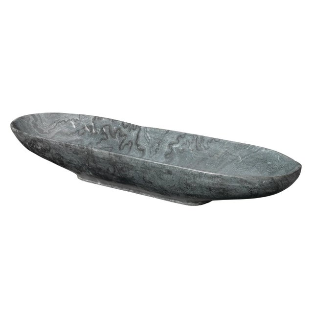 2020s Jamie Young Long Oval Marble Bowl in Grey For Sale - Image 5 of 10