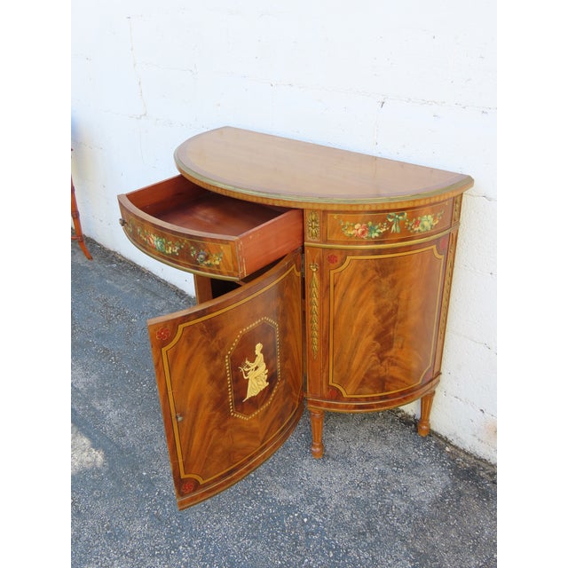 French Bombay Demilune Inlay Cameo Commode Small Buffet Server 6378 For Sale - Image 17 of 17