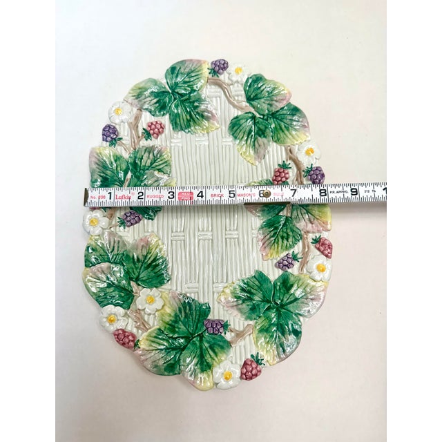 Vintage Fitz & Floyd Wild Berries Ceramic Serving Platter – Basketweave Tray For Sale - Image 9 of 10