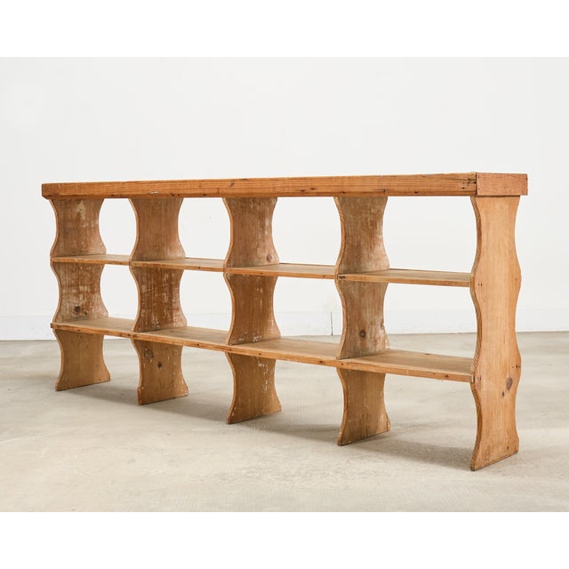 19th C. French Country Pine Farmhouse Cupboard Shelf Étagère 7 Ft For Sale - Image 4 of 15
