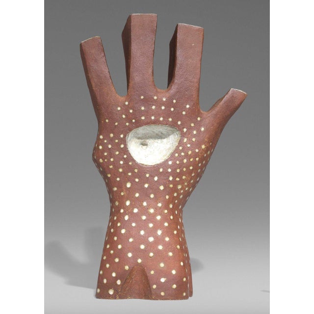 Leza McVey Surrealist "Eye in Hand" Ceramic Sculpture, 1977 For Sale - Image 4 of 6